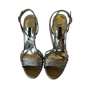 Caparros Silver Metallic Strappy Heel Sandals Size 7B